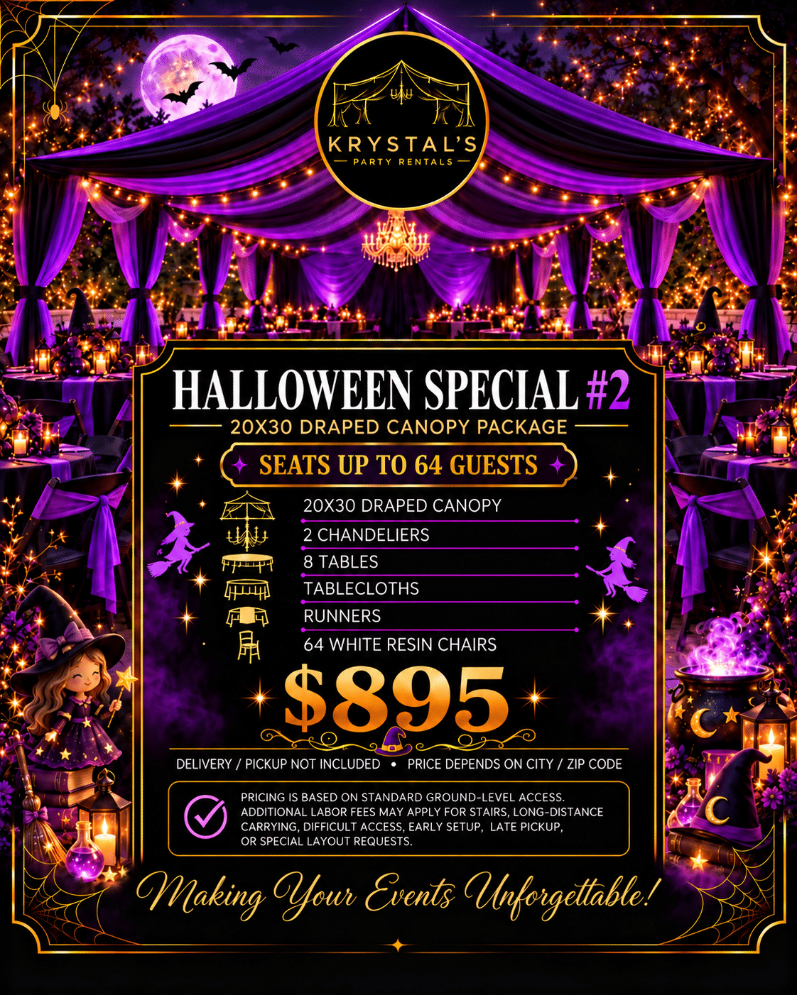 Halloween Special #2 promotional artwork — 20×30 Draped Canopy Package, $895