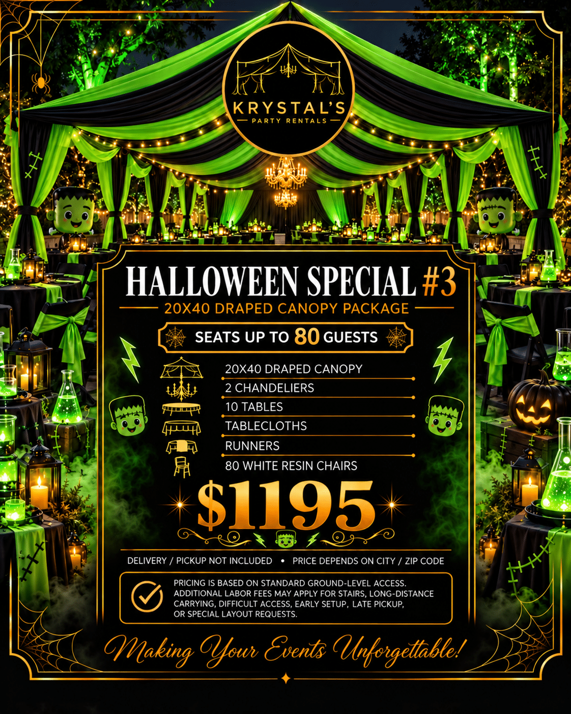 Halloween Special #3 promotional artwork — 20×40 Draped Canopy Package, $1195