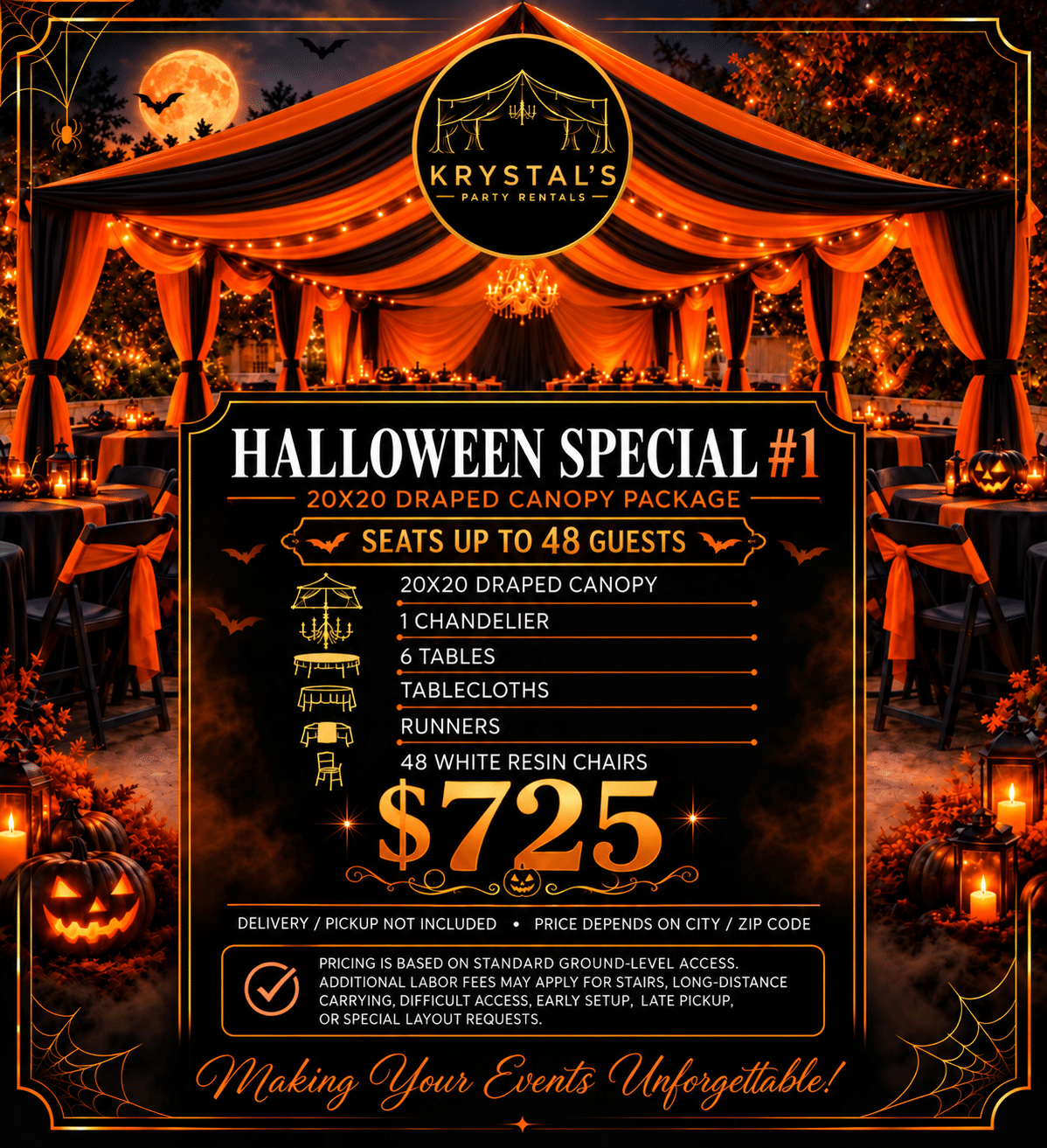 Halloween Special #1 promotional artwork — 20×20 Draped Canopy Package, $725